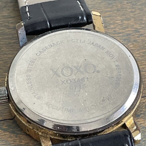 XOXO Geometric Analog Quartz w/ Black Leather Strap XO3461 Womens Watch (F8) - Picture 7 of 7